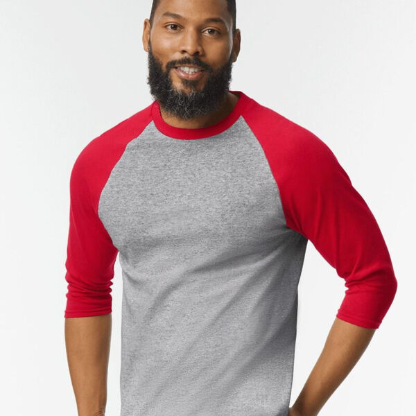 Unisex Heavy Cotton™ Raglan Three-Quarter Sleeve T-Shirt Thumbnail